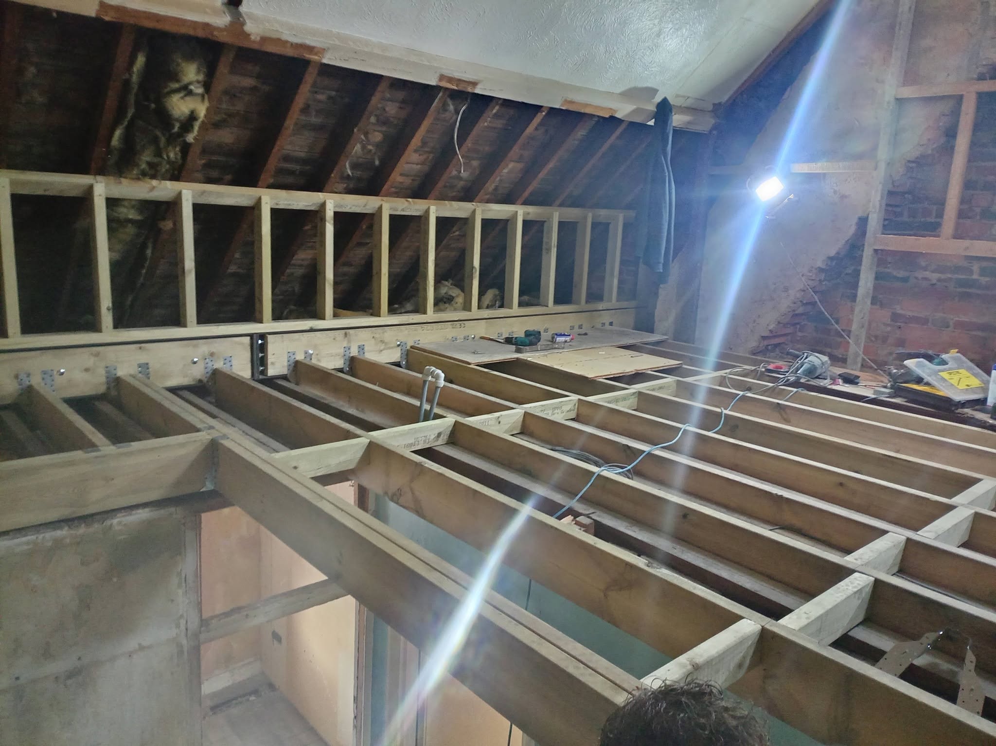 Loft conversion floor structure with steel